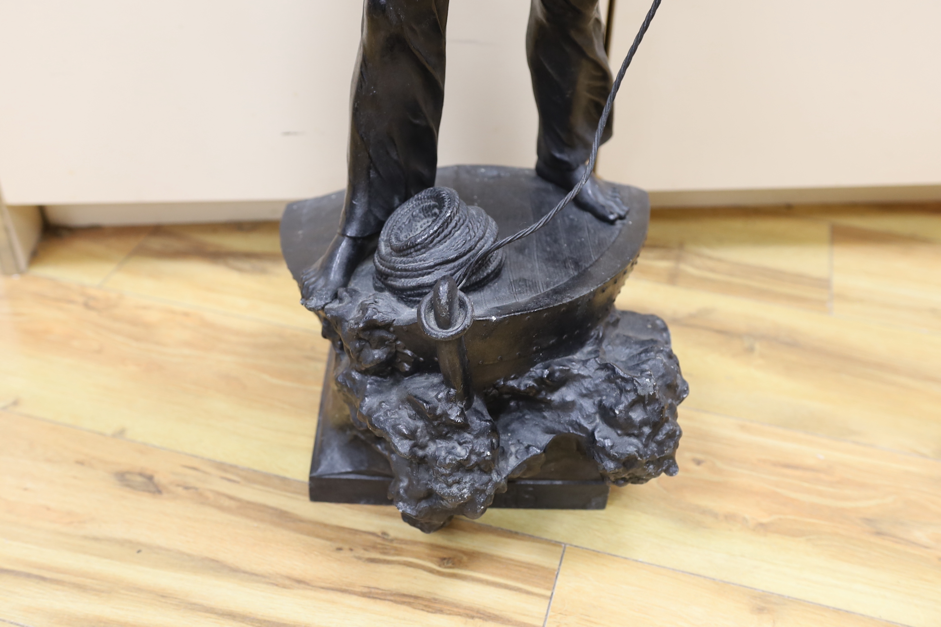After Waagen, a bronzed spelter figure 'Secours', 71cm